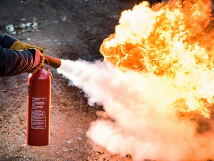 Fire Extinguisher used on fire