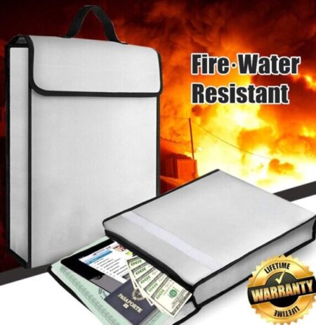fire water resistant silicone coated document bag