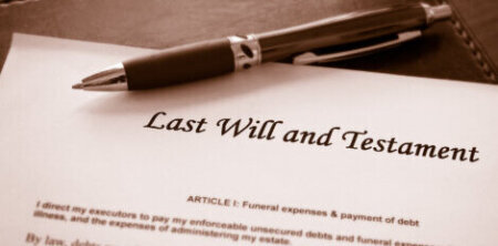 Last Will and testament document with pen